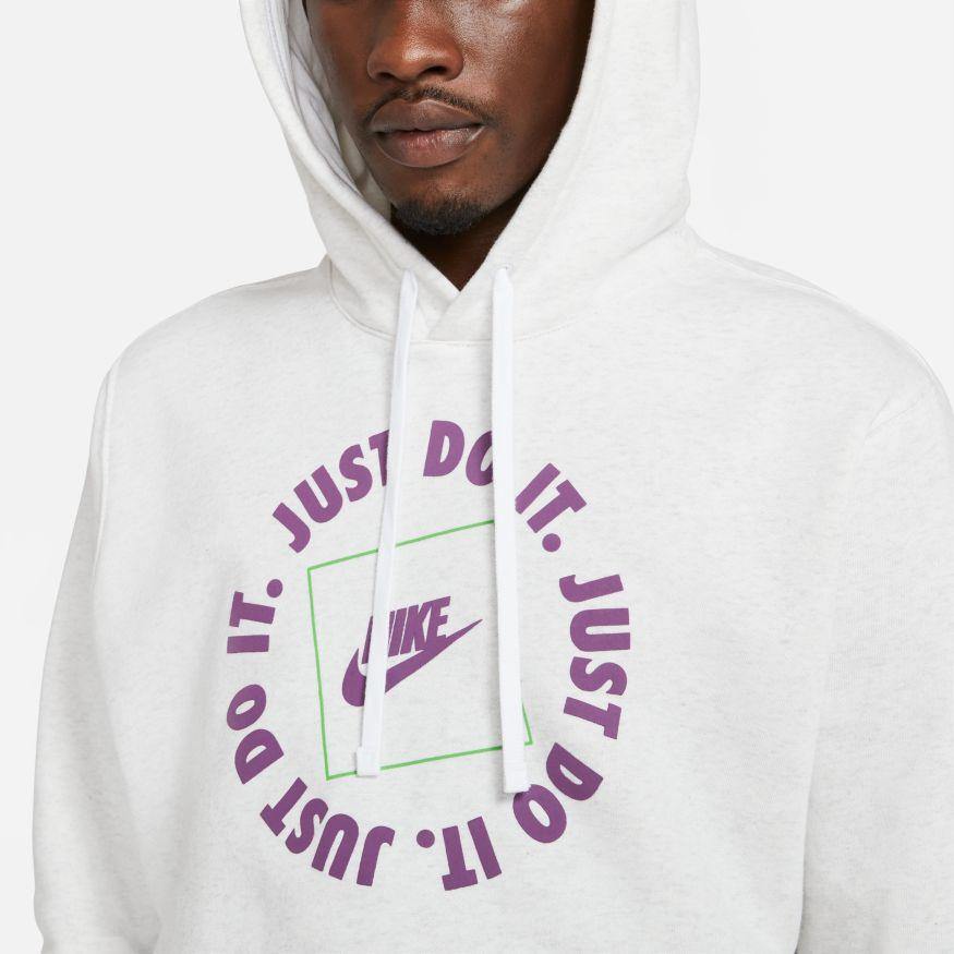 NA-U30 (Mnike sports wear just do it pullover fleece hoodie heather/white) 52194348 - Otahuhu Shoes