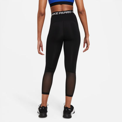 NA-C37 (Women's high-waisted 7/8 mesh panel leggings black/white) 42293325 NIKE