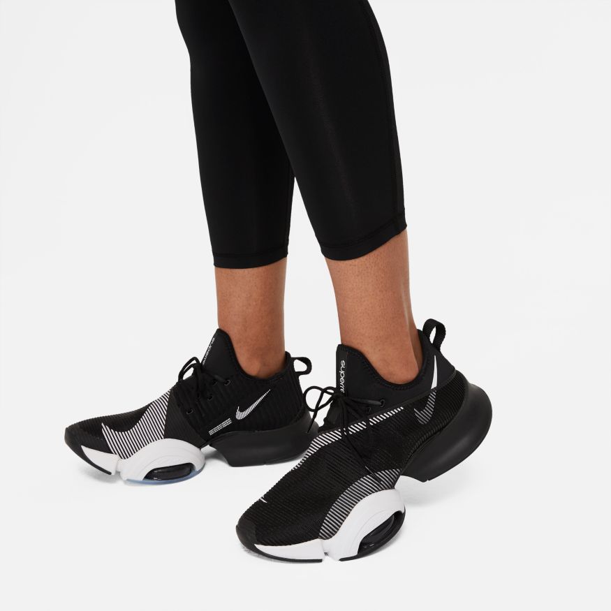 NA-C37 (Women's high-waisted 7/8 mesh panel leggings black/white) 42293325 NIKE