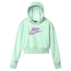 NA-J35 (Girls nike sports wear club crop hoodie mint foam/violet shock) 22292818 NIKE