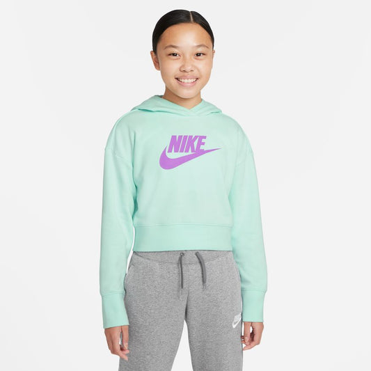 NA-J35 (Girls nike sports wear club crop hoodie mint foam/violet shock) 22292818 NIKE