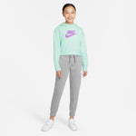NA-J35 (Girls nike sports wear club crop hoodie mint foam/violet shock) 22292818 NIKE