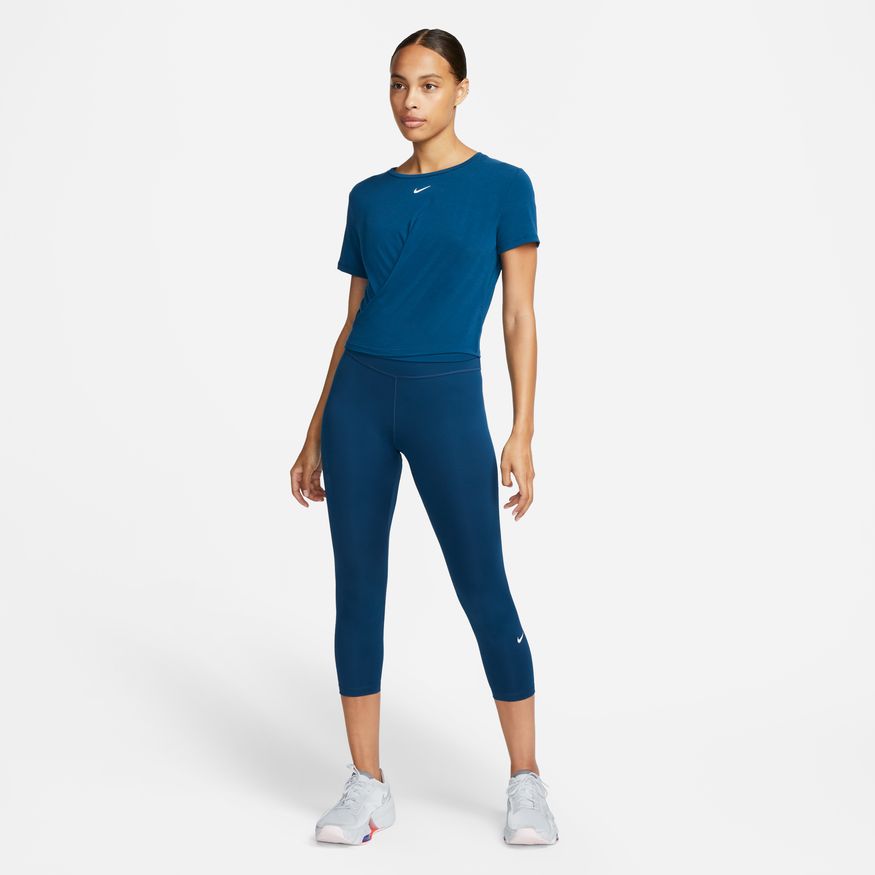 NA-N40 (Nike women drifit mid rise crop tights valerian blue/white) 112293325 NIKE