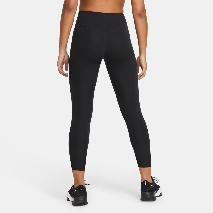 NA-Z34 (Women nike one mid rise drifit crop tights plus size black/white) 22293325 NIKE