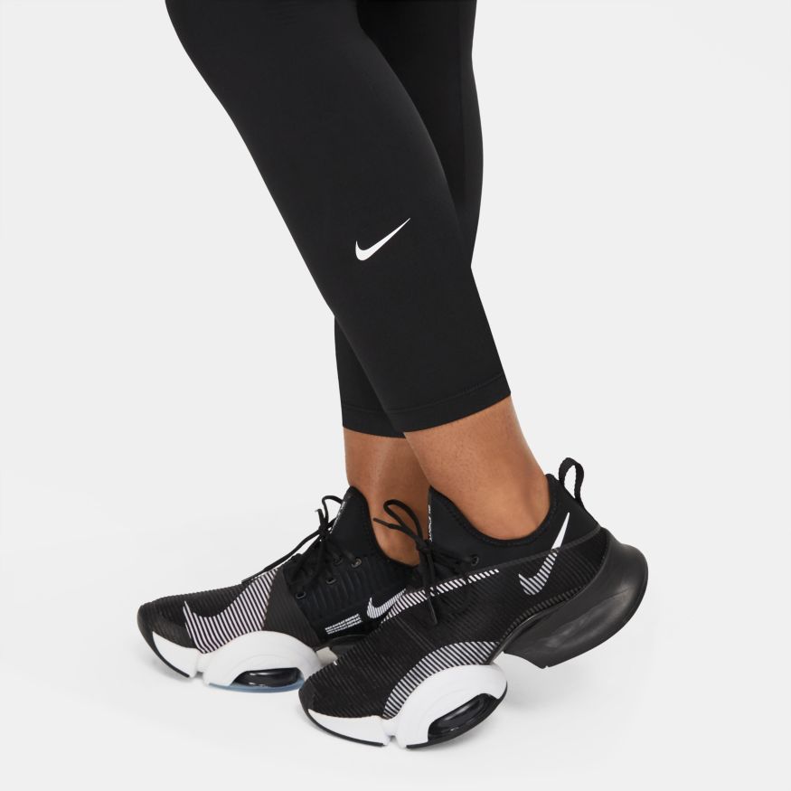 NA-Z34 (Women nike one mid rise drifit crop tights plus size black/white) 22293325 NIKE