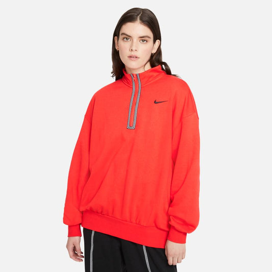 NA-Q33 (W nike sportswear icon clash fleece gx half zip long sleeve pullover chile red/black) 112195115 NIKE