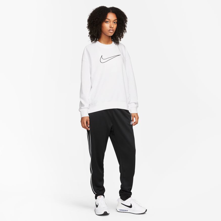 NA-G42 (Nike womens dri fit get fit graphic crewneck sweatshirt white/black) 32295115 NIKE