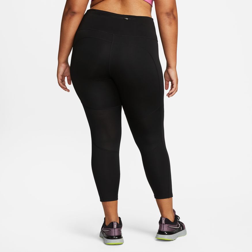 NA-D40 (Womens nike drifit fast swoosh run mid rise 7/8 tights plus size black/white) 92294604 NIKE