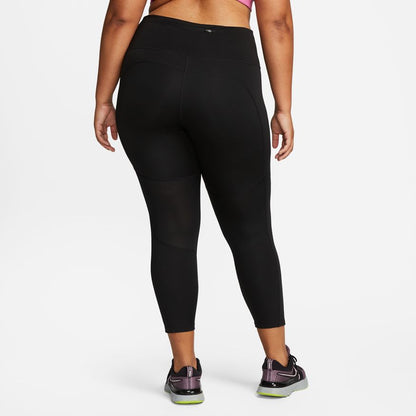 NA-D40 (Womens nike drifit fast swoosh run mid rise 7/8 tights plus size black/white) 92294604 NIKE