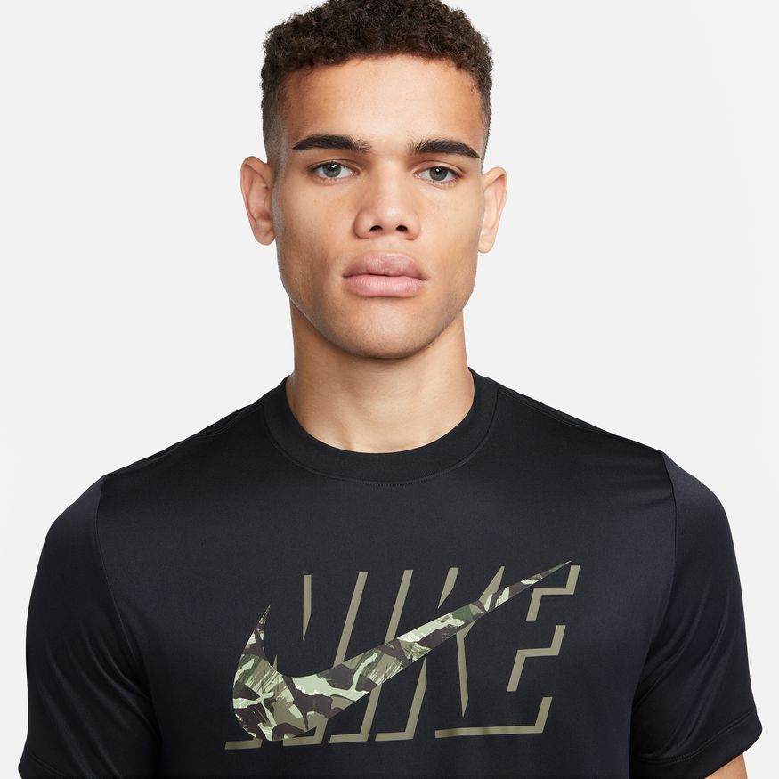 NA-D42 (Nike dri fit mens fitness tee camo black) 32392558 NIKE