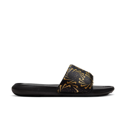 N-G132 (Nike womens victori one slide print black/gold) 102292813 NIKE