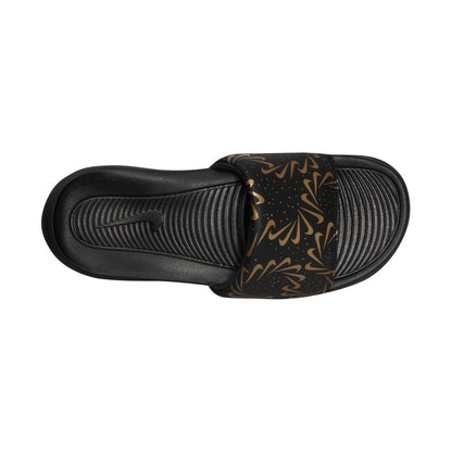 N-G132 (Nike womens victori one slide print black/gold) 102292813