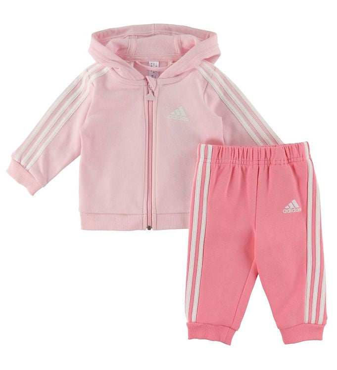 AA-W18 (Adidas infant 3 stripe full zip fleece jogger set cloud pink/white) 32393585 ADIDAS