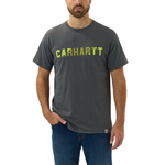CHA-N4 (Carhartt force relaxed fit midweight block logo graphic tee carbon heather) 72393475 CARHARTT