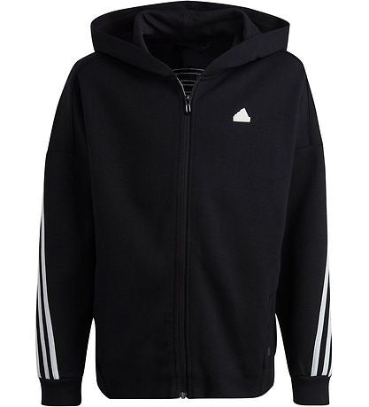 AA-E23 (Adidas icons 3-stripes full-zip hooded track top black/white) 32494808