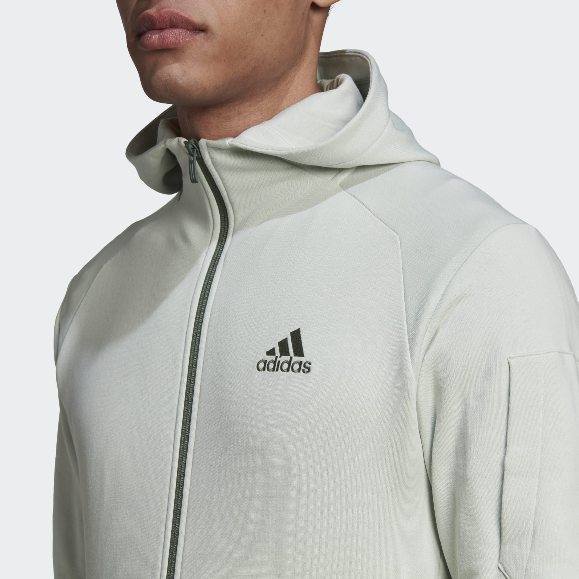 AA-P14 (Essentials 4 game day full-zip hoodie linen green) 62296140 ADIDAS