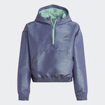 AA-U18 (Adidas dance loose fit woven half-zip hooded track top violet fusion/easy green/silver metallic) 22395115 ADIDAS
