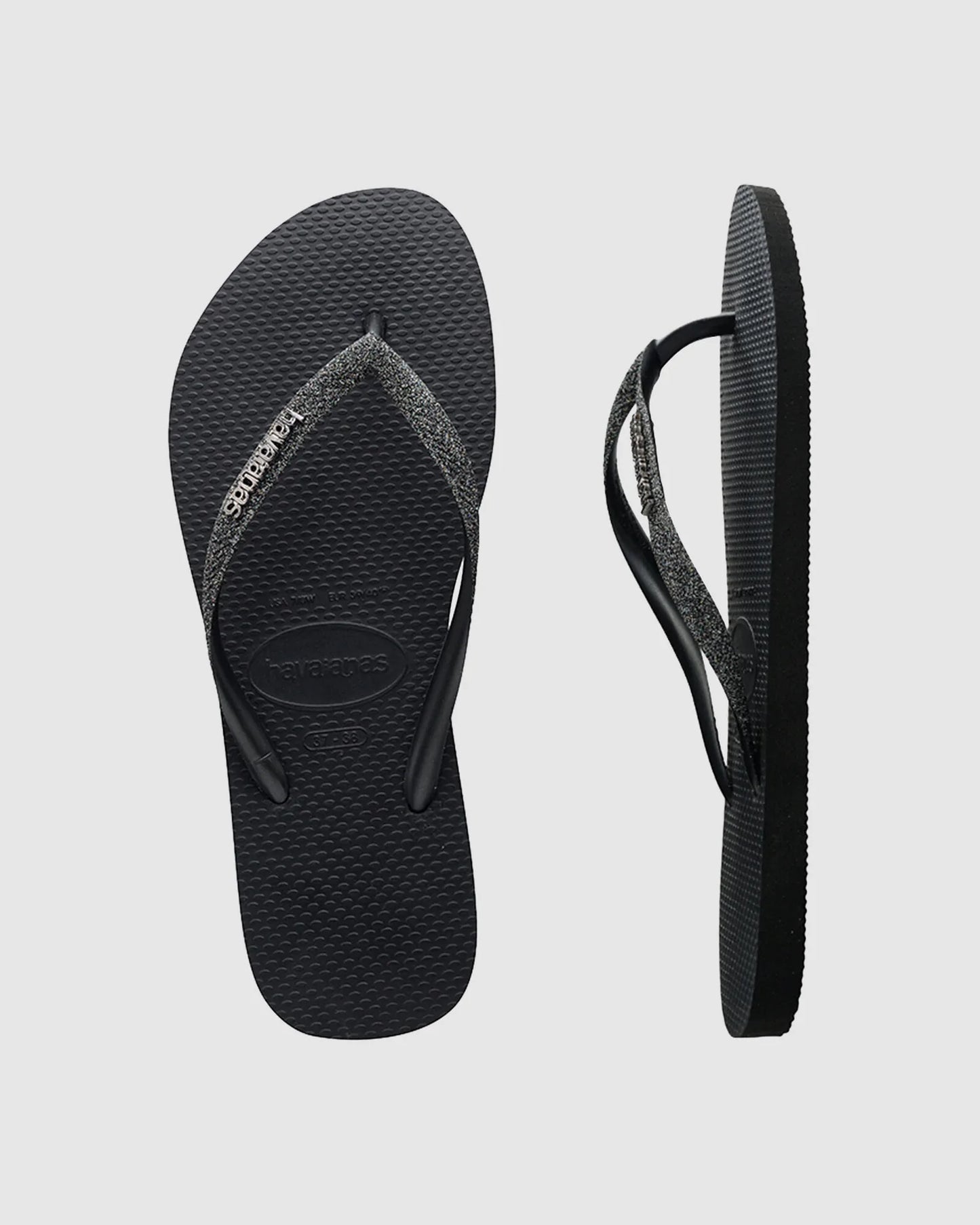 HA-WL7 (Havaianas glitter logo metallic black/dark grey) 112292350 HAVAIANAS