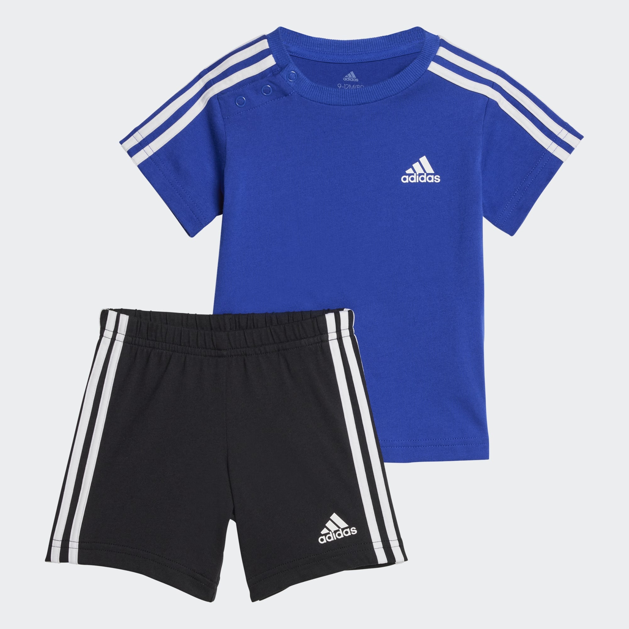AA-O22 (Adidas essentials sport 3 stripes shorts and tee set semi lucid blue/white) 112392460