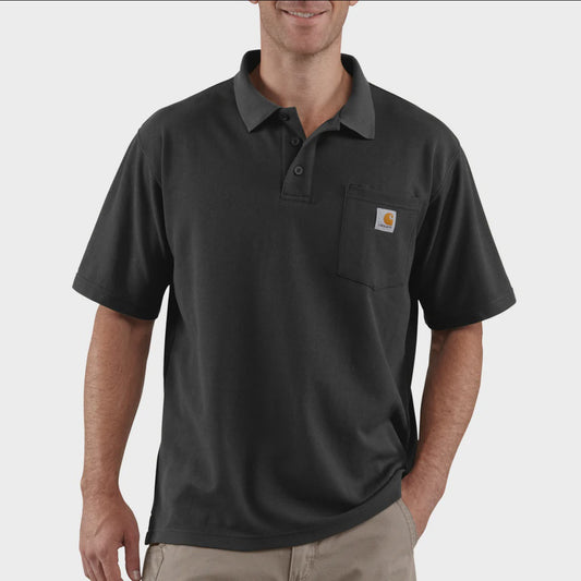 CHA-W3 (Carhartt pique-knit contractors pocket polo black) 12292775 CARHARTT