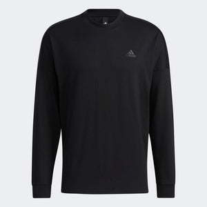 AA-K11 (Adidas long sleeve loose fit 3 stripe word tee black/black) 82194095 ADIDAS