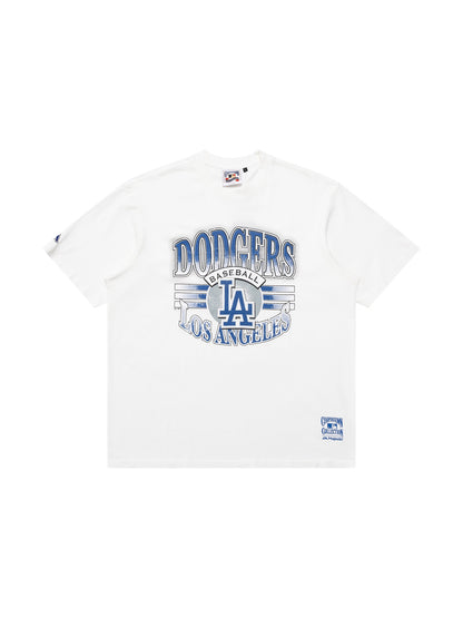 MJA-S11 (Majestic arch glow stripe tee dodgers vintage white) 92393478