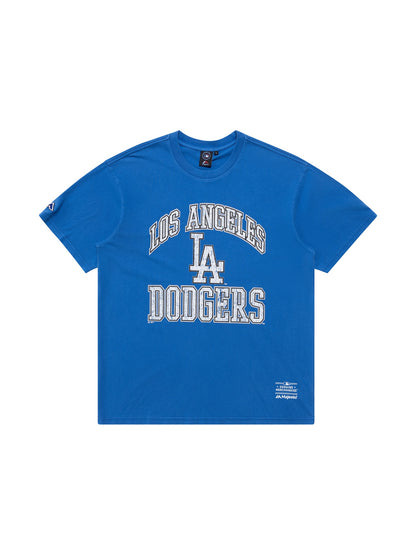 MJA-H11 (Majestic cracked puff arch tee dodgers faded royal) 72393478