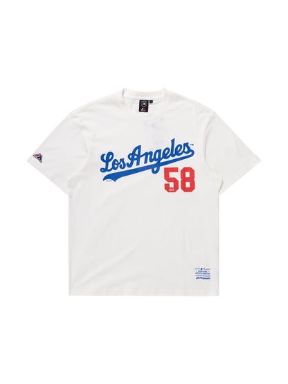 MJA-G12 (Majestic major league baseball script number tee dodgers vintage white) 102393043