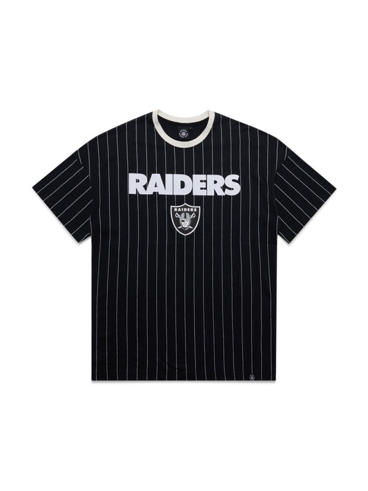 MJA-M9 (Majestic stripe ringer oversize tee raiders faded black) 32393478 MAJESTIC