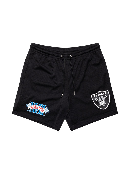 MJA-I11 (Majestic vintage sport mesh shorts raiders faded black) 72394782 MAJESTIC