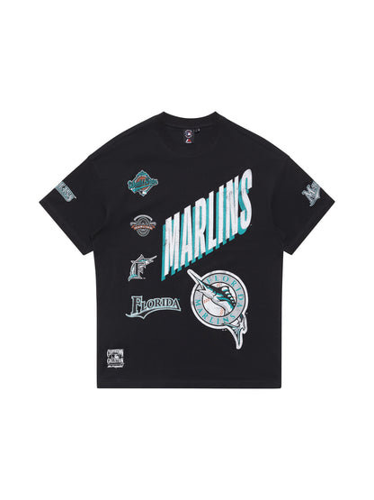 MJA-U11 (Majestic vintage sport boxy oversize tee florida marlins faded black) 92393913