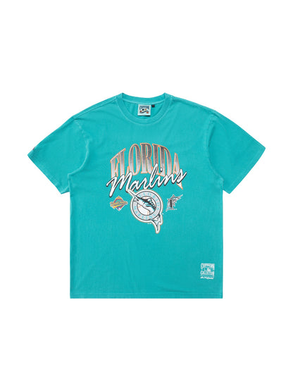 MJA-W11 (Majestic script arch tee florida marlins faded teal) 92393478