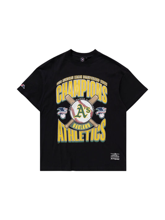 MJA-N12 (Majestic league champs boxy oversize tee athletics faded black) 102393477