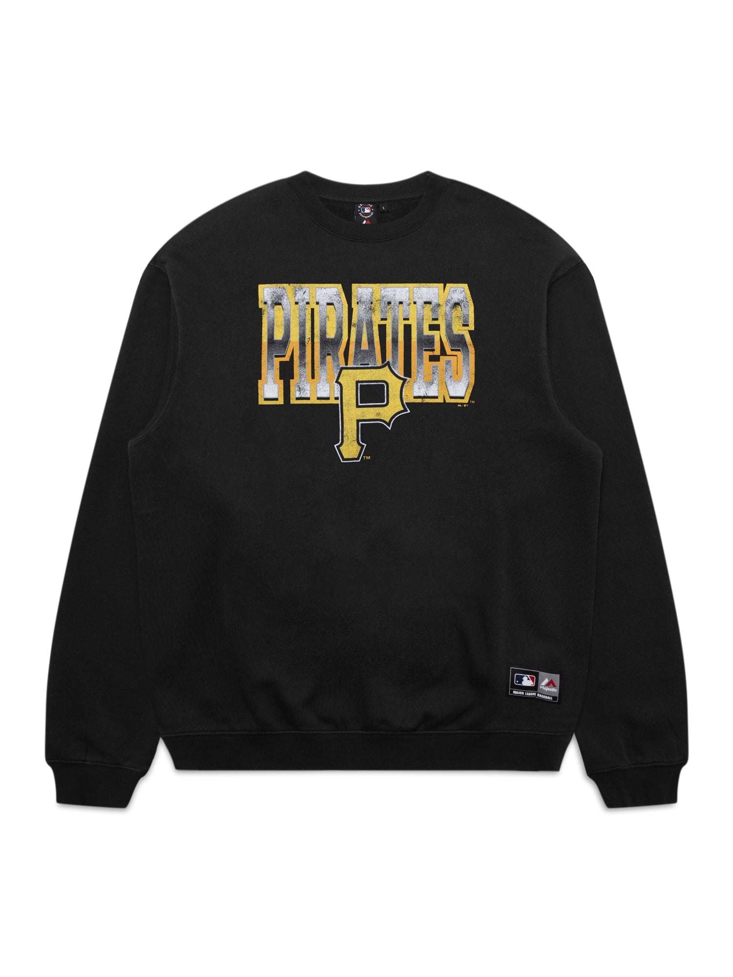 MJA-F9 (Majestic collegiate fade crew pirates faded black) 22395217 MAJESTIC