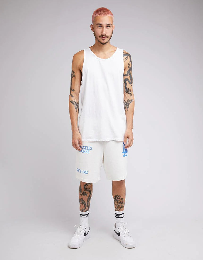 MJA-I8 (Majestic multi logo shorts dodgers vintage white) 122294782 MAJESTIC