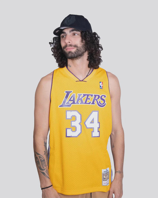 MNA-E25 (Mitchell and ness swingman jersey lakers shaq 99-00 home yellow) 12398260 MITCHELL AND NESS