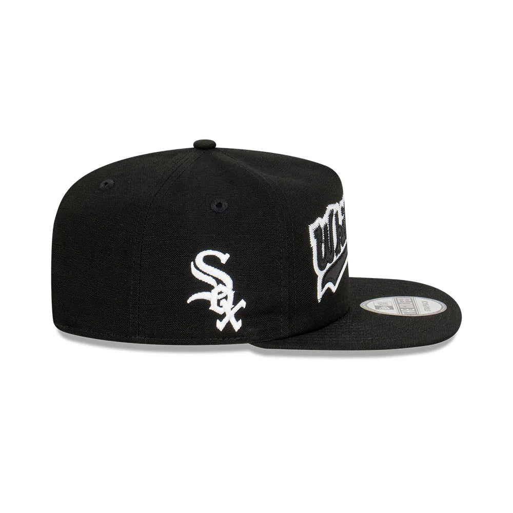 NEC-L42 (Golfer chicago white sox Q322 script applique osfm snap back hat) 92293250 NEW ERA