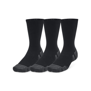 UAA-J10 (Under armour unisex performance tech 3 pack crew socks black/jet gray) 82391304