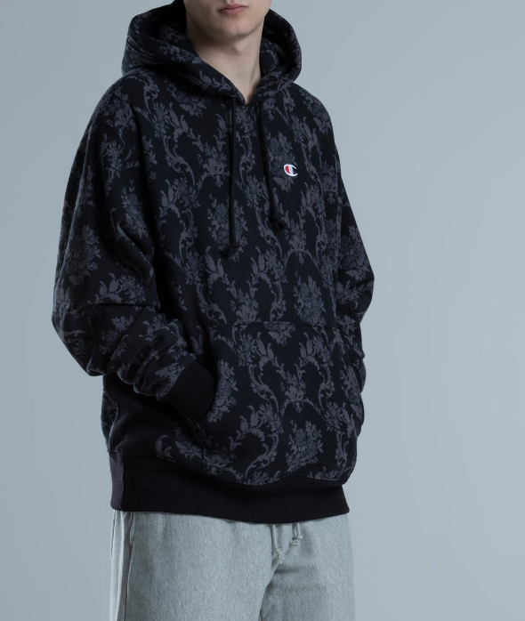 CA-R9 (Reverse weave aop brocade hoodie medium grey heather/black) 112196521 CHAMPION