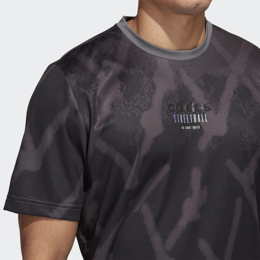 AA R19 Adidas streetball allover print graphic tee grey four 32293325