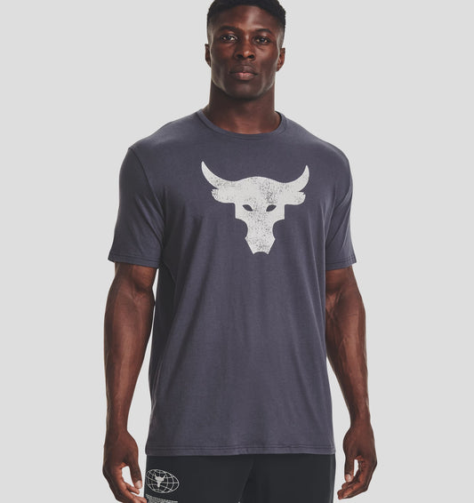 UAA-E8 (Mens project rock brahma bull short sleeve tee tempered steel/white) 92292173 UNDER ARMOUR