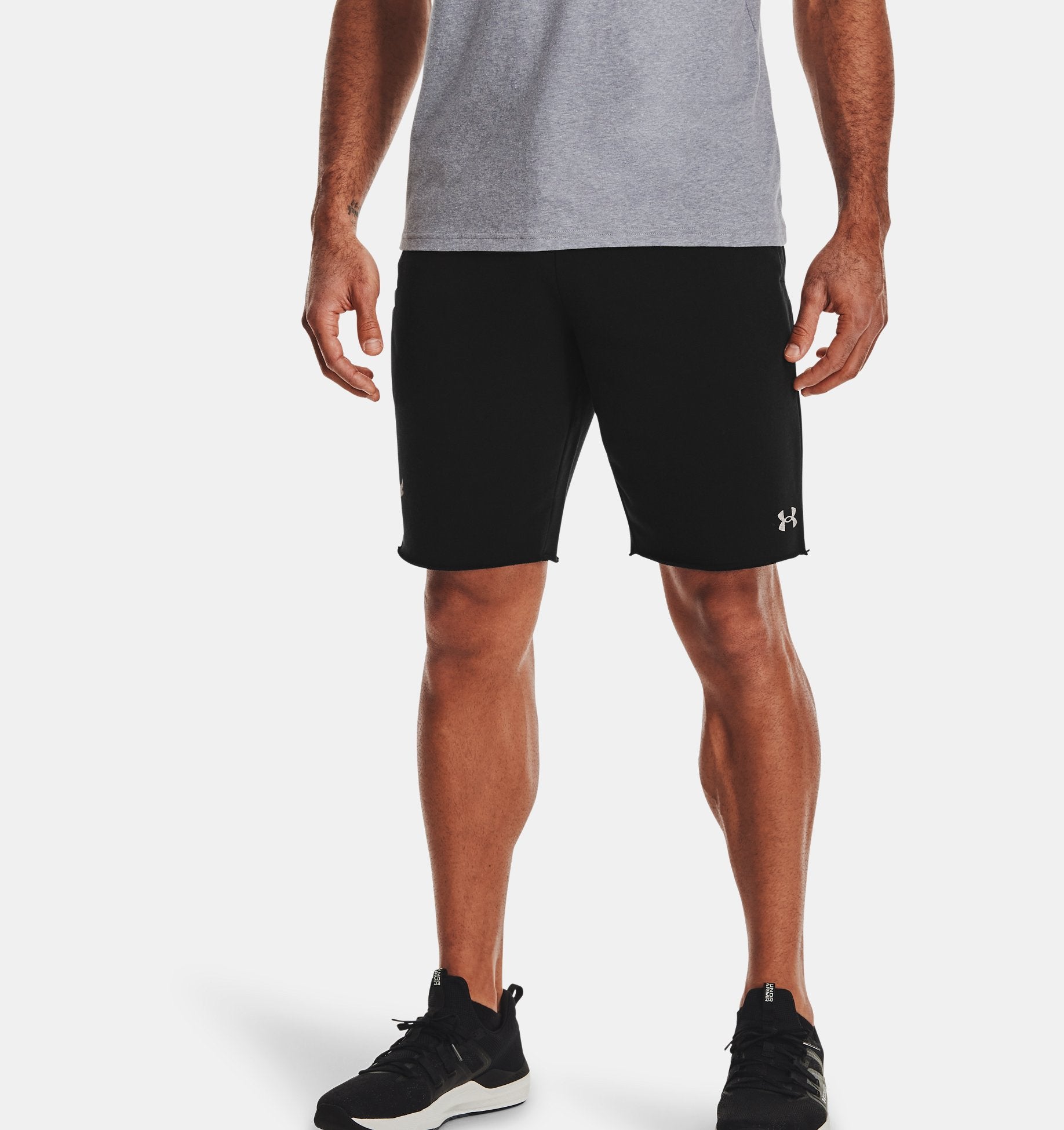 UAA-J8 (Under armour mens project rock terry shorts black/onyx white) 102293913 UNDER ARMOUR