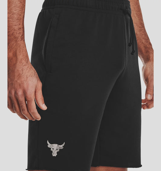 UAA-J8 (Under armour mens project rock terry shorts black/onyx white) 102293913 UNDER ARMOUR