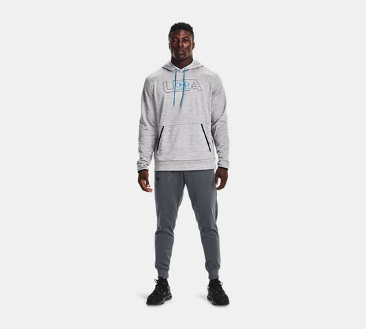 UAA-D5 (Mens af symbol wordmark hoodie halo gray/radar blue 1369587-014) 122195217 UNDER ARMOUR