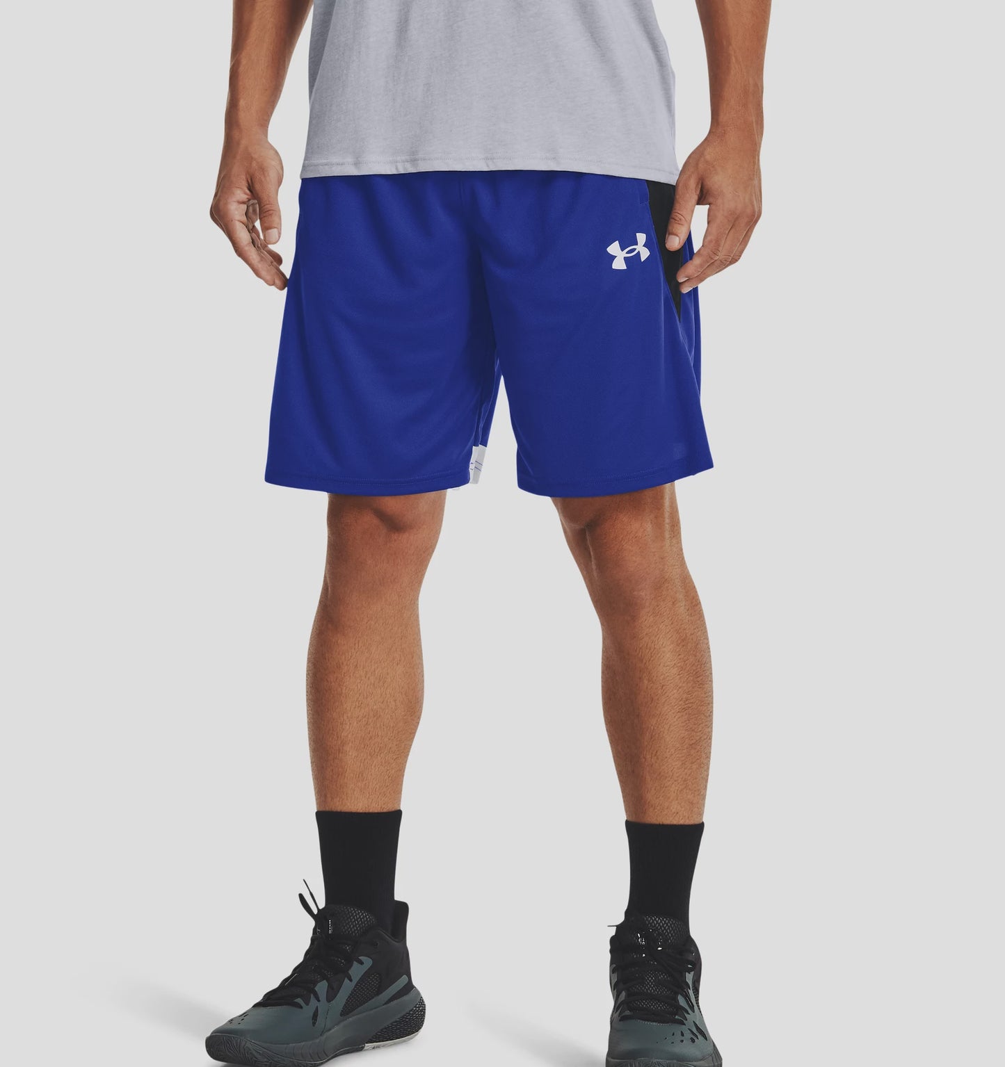 UAA-D11 (Under armour mens baseline 10 inch shorts royal/white) 112393043