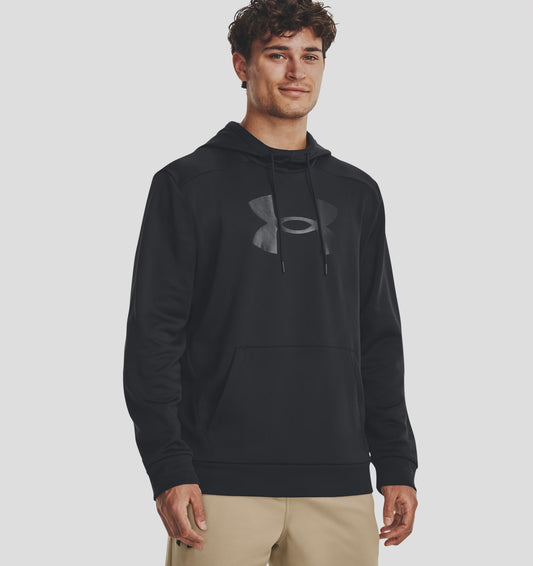 UAA-J11 (Under armour mens armour fleece big logo hoodie black/black) 122395217