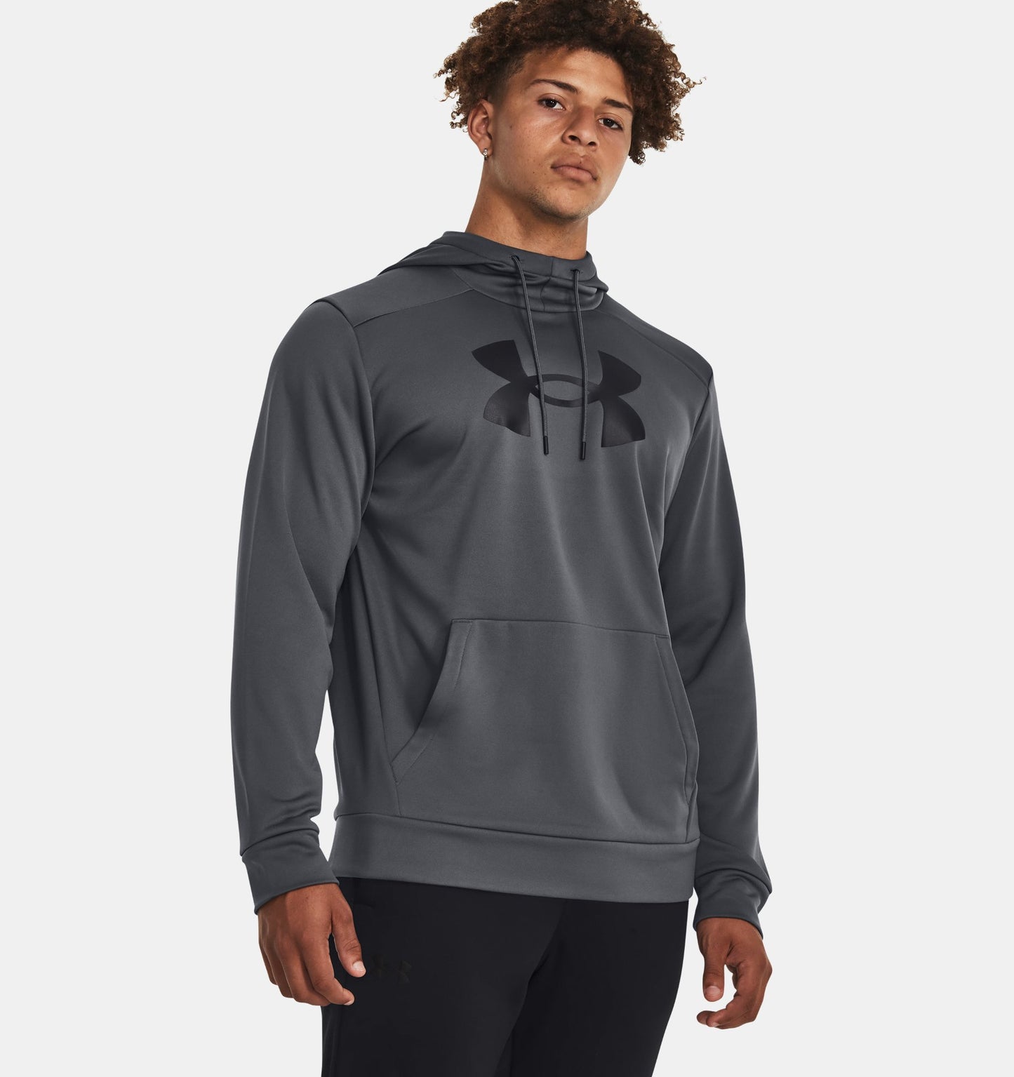 UAA-K11 (Under armour mens armour fleece big logo hoodie pitch gray/black) 122395217