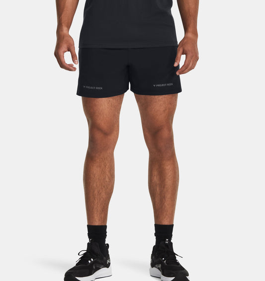 UAA-G11 (Under armour men's project rock leg day 5" woven shorts black/pitch gray) 112393478