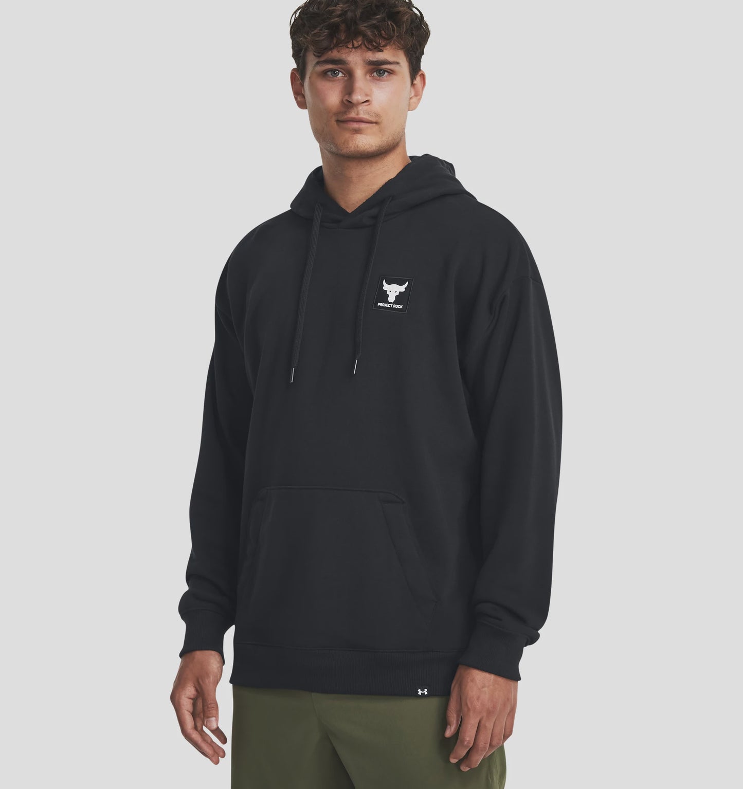 UAA-P10 (Under armour mens project rock heavy weight terry hoodie black/white) 82395652