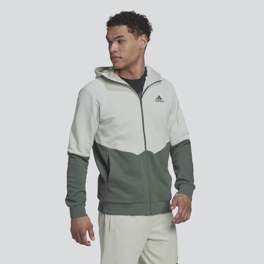 AA-P14 (Essentials 4 game day full-zip hoodie linen green) 62296140 ADIDAS